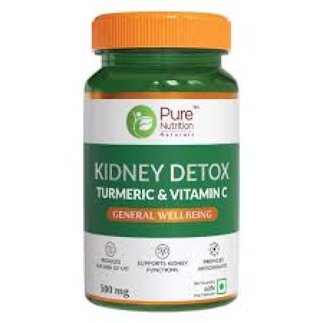 Pure Nutrition Kidney Detox Supplement | 60 Veg Capsules with Punarnava, Gokhru, Turmeric & Rosehip Extracts | Supports Kidney Health & Natural Detox | Plant-Based Formula